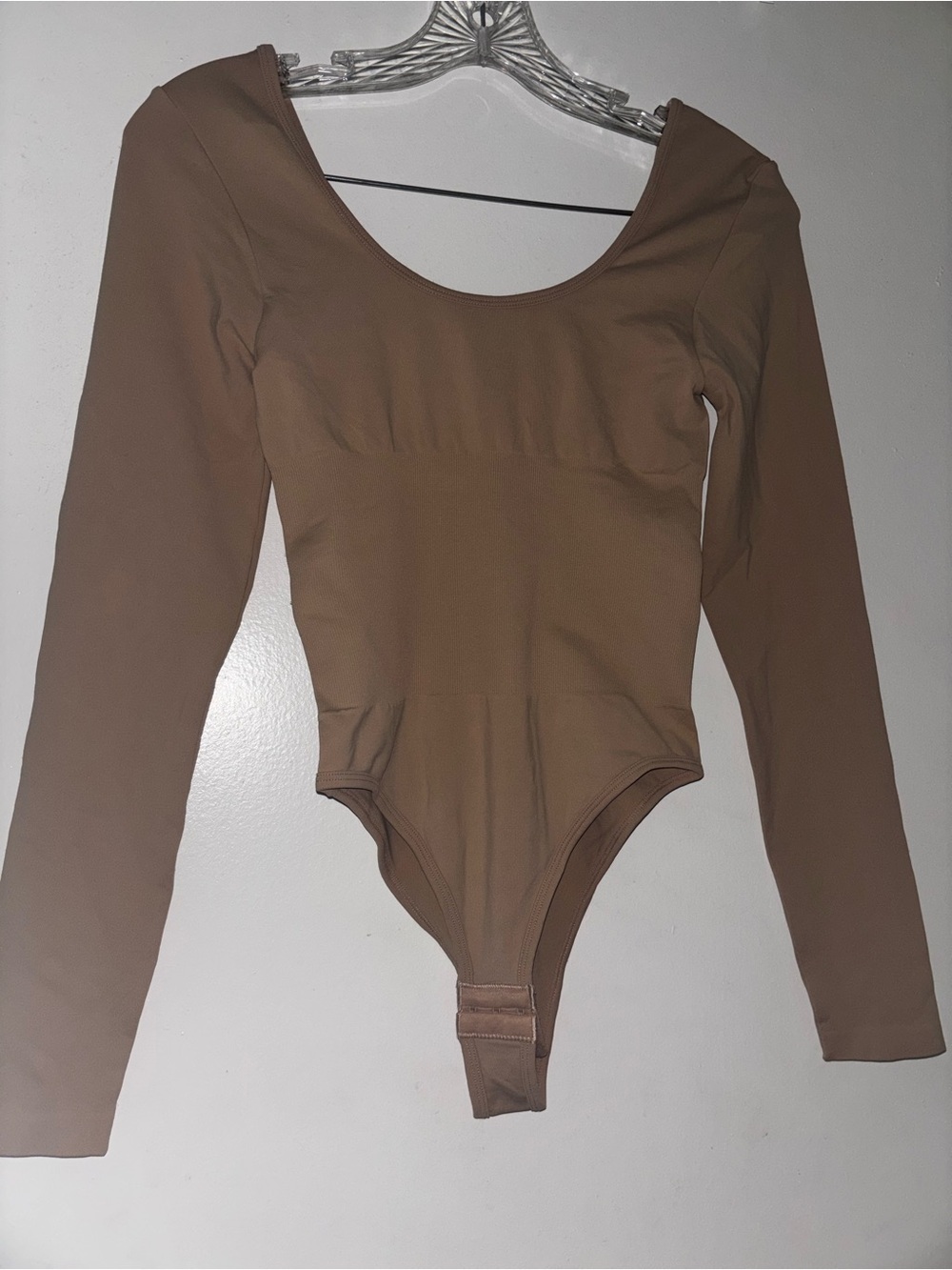 Long Sleeve One-Piece Bodysuit in nude